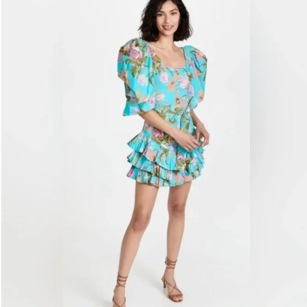 Love the Label Balloon Sleeve Rosa Dress Topanga Turquoise Print